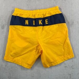 Vintage Y2K‎ Nike Swim Trunks Shorts Men Medium Yellow Black Big Logo Mesh Liner